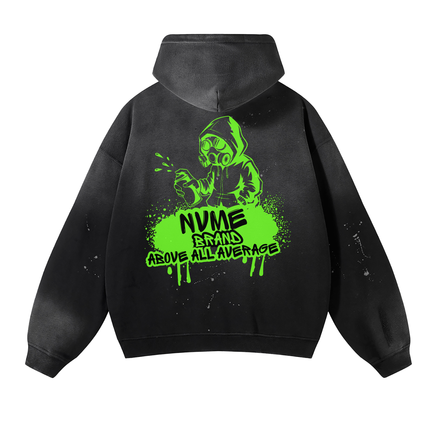 Splatter Vintage Wash Frayed Fleece Hoodie - 360 GSM