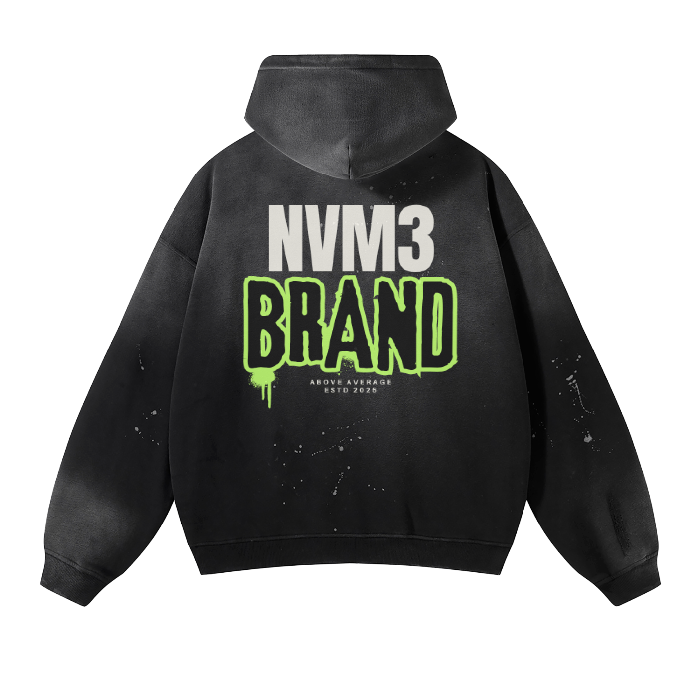 NVME Vintage Wash Frayed Fleece Hoodie - 360 GSM