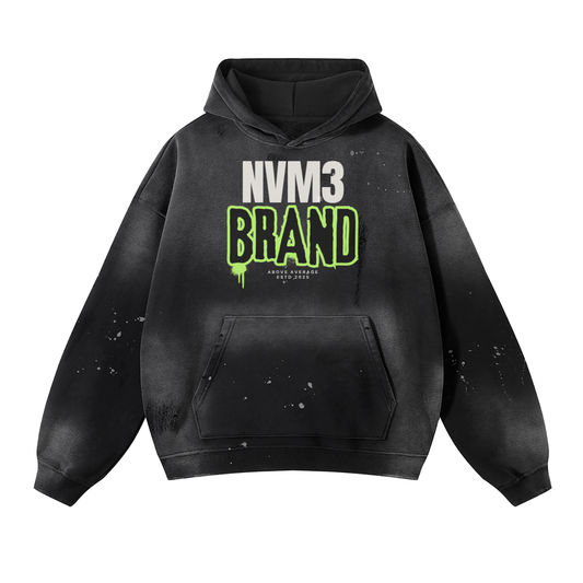 NVME Vintage Wash Frayed Fleece Hoodie - 360 GSM