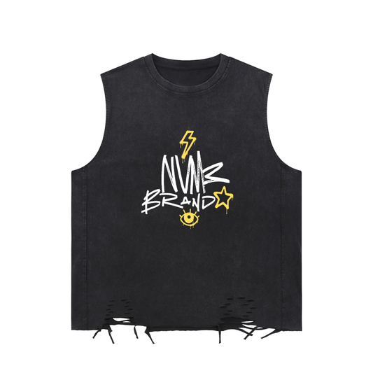 NVME Snow Washed Raw-Hem Tank Top